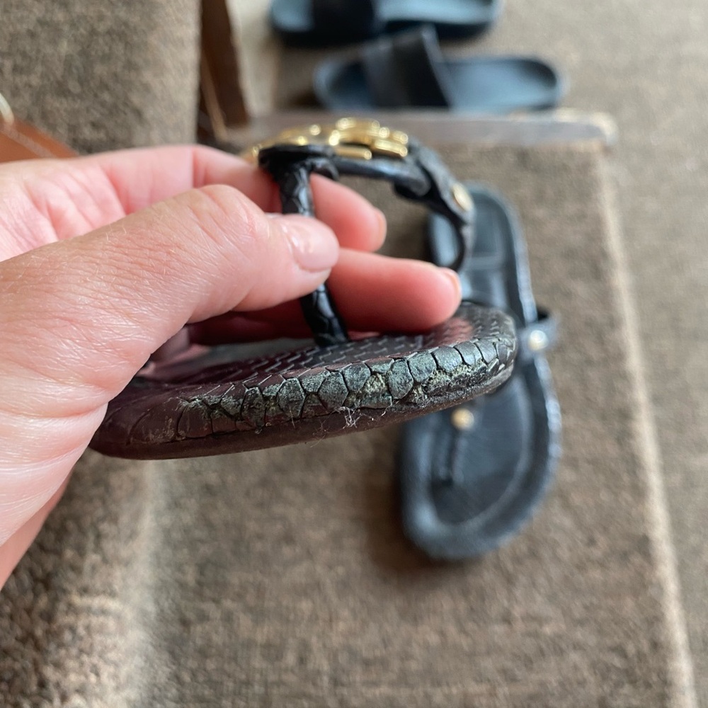 Toy Burch Black Miller Leather Sandal size 8